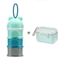 大容量奶粉分装盒便携婴儿外出奶粉盒三层密封装封罐奶粉储存盒 侧开款+蓝色小号