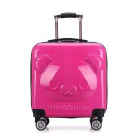 卡通儿童拉杆旅行箱男女童旅行箱宝宝行李箱20寸万向轮登机箱小熊 小熊玫红 18寸