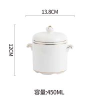 陶瓷隔水炖盅带盖双盖双耳炖燕窝盅煲汤盅炖罐家用内胆大小炖盅碗 460毫升炖盅套装-纯白金边