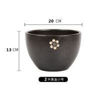 钵钵鸡盆汤盆鸡盅汤碗深桶深盅土餐具冷串串农家土瓷汤盅汤盆 黑金大号鸡盅