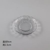 家用玻璃餐具碗碟盘子单个日式小吃碟金边简约创意菜碟分菜盘商用 荷花碟平光