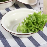 搪瓷盆怀旧带盖子的厨房家用大号加厚和面老式汤盆唐瓷塘瓷碗铁盆 16cm象牙白反边碗(单个)