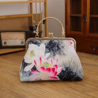 上新成品中国风旗袍包优雅大气手提包斜挎两用精美高质量包包 手提荷花