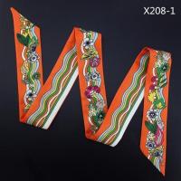 120cm麦桐丝巾法国花卉波浪仿真丝丝巾防晒绑包包手柄女丝带围巾 X208-1