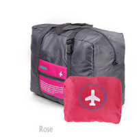 可折叠大容量防水行李袋男女可挂行李箱旅游包尼龙手提衣服收纳包 飞机包玫红