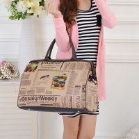 手提旅行包防水女行李包大容量旅行袋短途健身男旅游包轻便行李袋 报纸 中