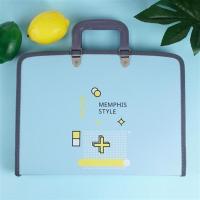 风琴包学生用手提试卷夹13格拉链文件夹大容量收纳包a4多层文件袋 13格-蓝色-F6200