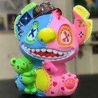 涂色石膏娃娃涂鸦暗黑史迪仔摔不坏彩绘上色搪胶陶瓷diy手工玩具 史迪仔1E047送颜料笔盘