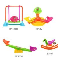 儿童滑滑梯游乐园拼装积木玩具套装过家家益智别墅男女孩生日礼物 游乐园4件套 送小猪一家+贴纸