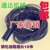 通下水道弹簧疏通神器捅马桶地漏清洁工具管道 堵塞搅鞭手动加粗 黑色 电钻专用2米