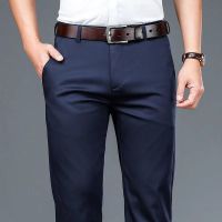 苹果秋冬季男士休闲裤男加绒加厚西裤宽松直筒商务男裤子弹力长裤 608蓝色 薄款 28