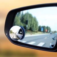 无边框后视镜小圆镜汽车倒车盲区辅助镜360度盲点反光镜防雨镜子 无边框小圆镜一对装(无礼品)