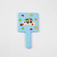 卡通皮卡丘手持化妆镜迷你随身便携防摔补妆镜可爱少女硅胶便携 +手柄镜 天蓝小新(远泰饰品店)