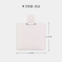 小镜子迷你折叠不锈钢化妆镜便携随身防摔手持女简约镜桌面可立 方形款-灰白