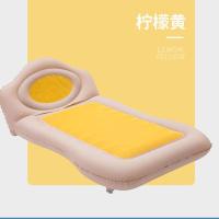 汽车车床植绒护头挡充气床 车载旅行后排床垫 车内植绒有档充气垫 多功能特斯林黄色单床面无墩+脚踩泵 135x88x45c