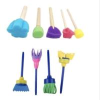 幼儿园早教美术用品儿童海绵印章绘画套装DIY创意涂鸦宝画画工具 彩色蘑菇头+旋转刷[共9件套装]