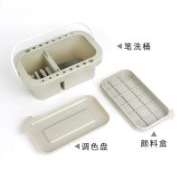 多功能三合一洗笔桶调色盘洗笔池水粉颜料盒画画工具美术用品 三合一洗笔桶