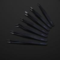 镊子不锈钢加厚尖头手工家用圆头扁头美妆镊子防静电精密电子元件 加硬ESD镊子全套.