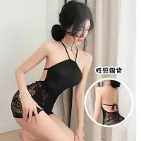 长夜漫漫情趣内衣性感挂脖短裙火辣蕾丝诱惑透视睡裙夜店制服1025