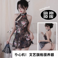 长夜漫漫情趣内衣旗袍制服诱惑火辣透明后开叉免脱性感睡衣女1951