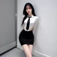 长夜漫漫情趣内衣性感开裆连体衣职场秘书OL白衬衫诱惑制服女1958