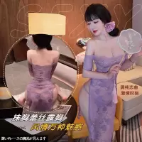 长夜漫漫情趣内衣蕾丝紫色连衣裙纯欲睡衣qqny旗袍套装辣妹装1823