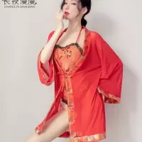 长夜漫漫唐装外套配肚兜 古典美女红色透视肚兜 情趣性感刺绣古装