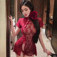 长夜漫漫情趣内衣性感透视蕾丝旗袍缕空睡衣古风情趣短裙套装1822