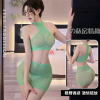 长夜漫漫情趣内衣性感诱惑镂空比基尼两件套渔网女沙滩包臀裙5348