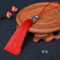 [3个装]中国结小流苏手工中国风复古吊穗冰丝小号挂件装饰品 红色 3个装(景泰蓝冰丝流苏)