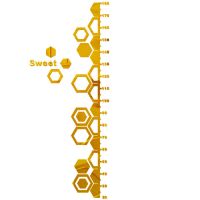 身高贴立体墙贴3D北欧镜面测量身高尺儿童房间玄关布置墙面装饰画 3146A金色六棱蜂巢 大号