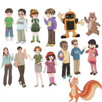 pep人教版小学英语课件头饰教具课本人物头像面具公开课表演道具 14个板书人物卡片