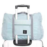 便携折叠收纳旅行包拉杆行李包袋衣物品收纳袋旅行出差单肩手提包 浅蓝色