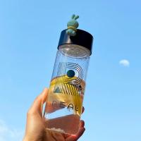 吸管水杯女学生韩版高颜值塑料杯夏季耐高温防摔防漏简约随手杯 萌兔款