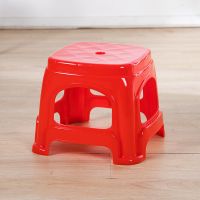 .加厚塑料凳子 熟胶家用客厅简约餐桌凳成人椅子高凳 茶几浴室矮 红色小号「23厘米高」8812