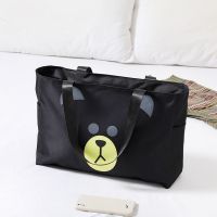 旅行包袋可爱轻便大容量女手提旅游包包帆布短途行李袋子便携学生 黑色小号-普通款