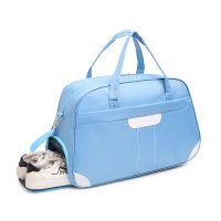 牛津布新款防水手提旅行包大容量行李包女男短途旅行袋旅游包健身 天蓝色 普通款/小号[无鞋位]