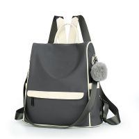 牛津帆布双肩包女2021新款韩版潮时尚防盗百搭旅行书包女士小背包 灰色