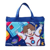 A4文件袋补课补习袋可爱动画中小学生书本包手提包韩系牛津布防水 1号 太空小子