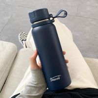 高颜值保温水杯大容量情侣大号男女士学生304不锈钢便携泡茶杯子 艾可深蓝 650ml