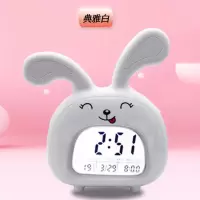 学生创意闹钟静音夜光儿童床头闹铃贪睡多功能电子闹铃报时钟 白1858不带螺丝刀