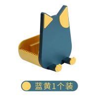 锅盖架免打孔贴上墙锅盖置物架锅盖收纳架厨房多功能放锅盖架子 蓝黄撞色1个装