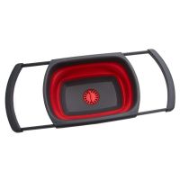 创意可折叠水盆便携式户外折叠水盆沥水篮野餐水盆带漏水功能水盆 红色