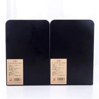 [1对2片价格]简约铁书夹书靠书立学生书挡板书档大号金属书架 无印风-黑色[一对2片]