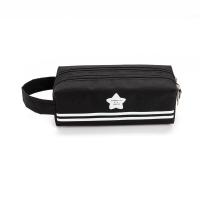 文具盒双层大容量小学生创意密码锁笔袋男女韩版初中生简约铅笔盒 手提黑色 单个笔袋(送尺子)