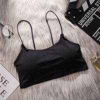 1/2条装韩版冰丝美背内衣女学生背心裹胸抹胸吊带内衣文胸 黑色1件 M [80-120斤]