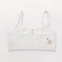 少女内衣女学生韩版发育期小背心初中小学生女孩吊带文胸儿童抹胸 (优雅白)-[细肩带] 均码 (M码)正品