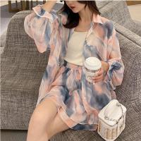 初秋套装裙2021新款潮度假风高级感扎染甜辣洋气校园风防晒三件套 花色 [送内搭和精美发圈哦] S [建议80-100斤