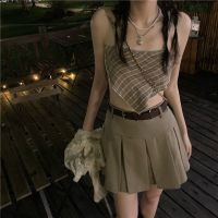 甜辣风设计感防晒开衫三件套装女夏新款性感外穿内搭格子吊带背心[15天内发货] 格子吊带 单件 S 建议85~95斤