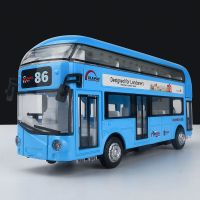 合金双层巴士公交车玩具男孩大号儿童玩具车声光大巴车模型回力车 语音播报 合金北欧伦敦双层巴士蓝模型